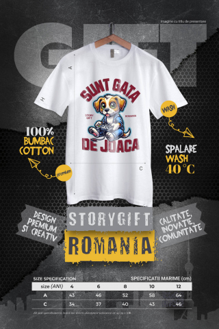 Tricou Femei, Barbati, Copii, Fata, Baiat, Unisex Personalizat Câine cu Manetă Jocuri Video „Sunt Gata de Joacă” - Cadou Personalizat pentru Familie și Prieteni [3]