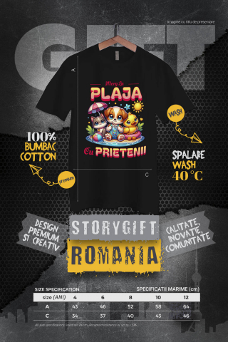 Tricou Femei, Barbati, Copii, Fata, Baiat, Unisex Personalizat Câine, Pisică și Rață cu Colac pe Plajă – Cadou Personalizat pentru Copii și Familie [3]