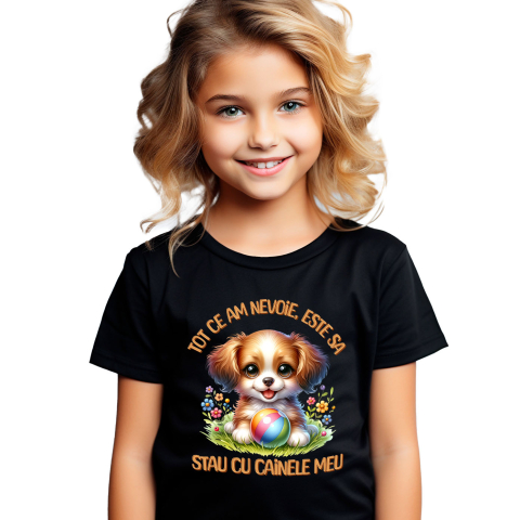 Caini - Tricou Femei, Barbati, Copii, Fata, Baiat, Unisex Personalizat Cățel Pufos și Jucăuș – Tricou Personalizat | Iubitori de Câini