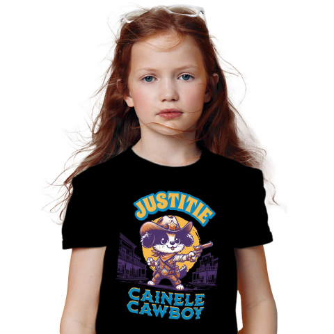 Tricou Femei, Barbati, Copii, Fata, Baiat, Unisex Personalizat Câine Șerif – Justiție în Vestul Sălbatic | Tricou Personalizat [1]