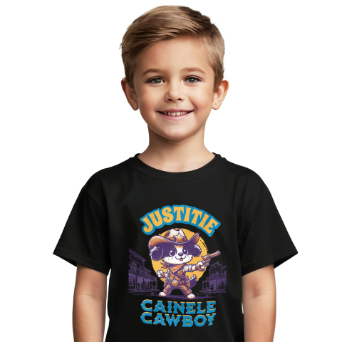 Tricou Femei, Barbati, Copii, Fata, Baiat, Unisex Personalizat Câine Șerif – Justiție în Vestul Sălbatic | Tricou Personalizat [1]