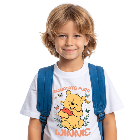 Tricou Copii cu Când fluturii danseaza, Winnie zambeste 100% Bumbac, Alb, 4 Ani [1]