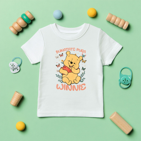 Tricou Copii cu Când fluturii danseaza, Winnie zambeste 100% Bumbac, Alb, 4 Ani [4]