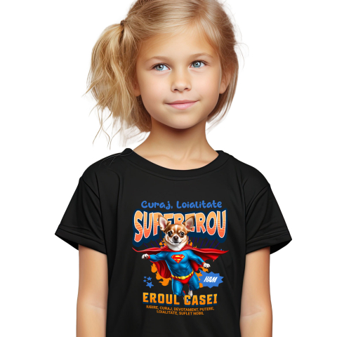 SuperEroi si Personaje TV - Tricou Femei, Barbati, Copii, Fata, Baiat, Unisex Personalizat Chihuahua în Costum de Superman – Produse Personalizate pentru Familie și Copii