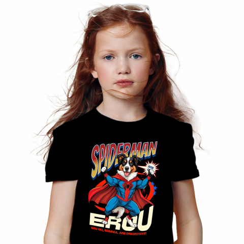 Cadouri Pentru Copii - Tricou Femei, Barbati, Copii, Fata, Baiat, Unisex Personalizat Ciobănesc Australian în Costum Spider-Man - Cadou Personalizat pentru Copii și Familie