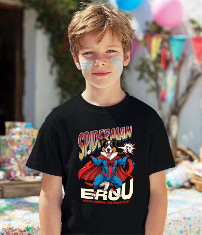 Tricou Femei, Barbati, Copii, Fata, Baiat, Unisex Personalizat Ciobănesc Australian în Costum Spider-Man - Cadou Personalizat pentru Copii și Familie [2]