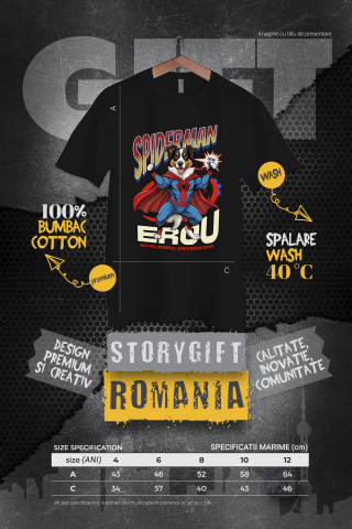 Tricou Femei, Barbati, Copii, Fata, Baiat, Unisex Personalizat Ciobănesc Australian în Costum Spider-Man - Cadou Personalizat pentru Copii și Familie [3]