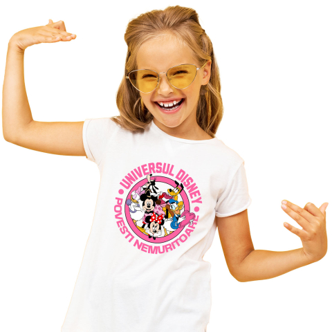 Desene Animate - Tricou Copii cu Clubul lui Mickey Mouse 100% Bumbac, Alb, 10 Ani