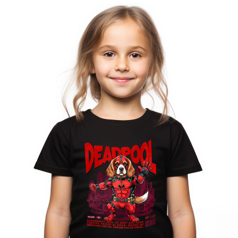 SuperEroi si Personaje TV - Tricou Femei, Barbati, Copii, Fata, Baiat, Unisex Personalizat Cocker Spaniel în Costum Deadpool – Câine Supererou Amuzant și Personalizat