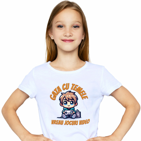 Tricou Femei, Barbati, Copii, Fata, Baiat, Unisex Personalizat Băiat Jocuri Video „Gata cu Temele Vreau Jocuri Video” - Cadou Personalizat pentru Iubitorii de Gaming [1]