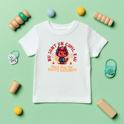 Tricou Femei, Barbati, Copii, Fata, Baiat, Unisex Personalizat Costum Diavol Cu Coarne și Mesaj Amuzant pentru Copii | Cadou Halloween Personalizat [4]