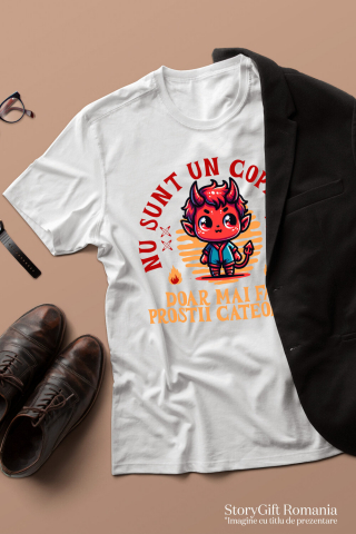 Tricou Femei, Barbati, Copii, Fata, Baiat, Unisex Personalizat Costum Diavol Cu Coarne și Mesaj Amuzant pentru Copii | Cadou Halloween Personalizat [2]