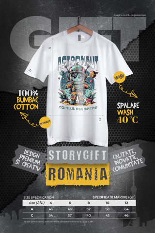 Tricou Femei, Barbati, Copii, Fata, Baiat, Unisex Personalizat Copil în Costum de Astronaut – Cadou Personalizat pentru Copii și Familie [3]