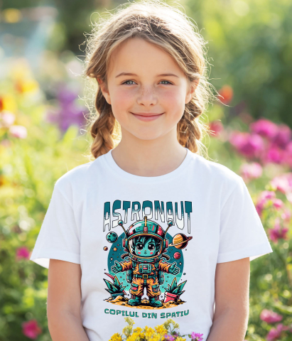 Tricou Femei, Barbati, Copii, Fata, Baiat, Unisex Personalizat Copil în Costum de Astronaut – Cadou Personalizat pentru Copii și Familie [2]