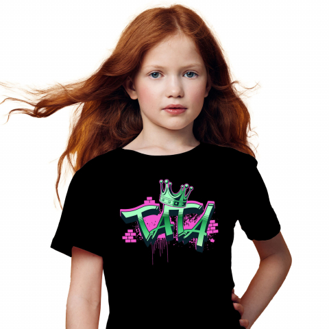 Tata - Tricou Femei, Barbati, Copii, Fata, Baiat, Unisex Personalizat Coroană Regală Stil Graffiti Stradal Personalizată – Cadou Pentru Tata, Unchi și Bărbați Din Familie