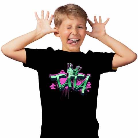 Tricou Femei, Barbati, Copii, Fata, Baiat, Unisex Personalizat Coroană Regală Stil Graffiti Stradal Personalizată – Cadou Pentru Tata, Unchi și Bărbați Din Familie [1]