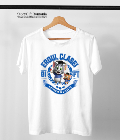 Tricou Copii cu Cu Tom and Jerry, Invatarea E Vesela 100% Bumbac, Alb, 12 Ani [4]