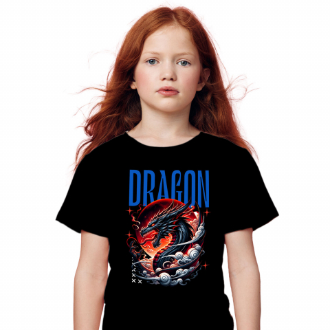 BASME - Tricou Femei, Barbati, Copii, Fata, Baiat, Unisex Personalizat Costum Dragon Chinezesc cu Coarne și Flăcări - Cultura Chinezească - Personalizat