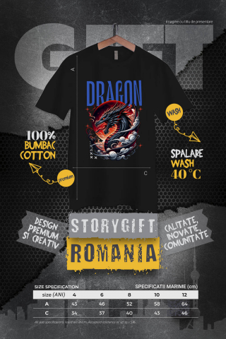 Tricou Femei, Barbati, Copii, Fata, Baiat, Unisex Personalizat Costum Dragon Chinezesc cu Coarne și Flăcări - Cultura Chinezească - Personalizat [3]
