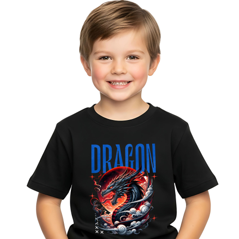 Tricou Femei, Barbati, Copii, Fata, Baiat, Unisex Personalizat Costum Dragon Chinezesc cu Coarne și Flăcări - Cultura Chinezească - Personalizat