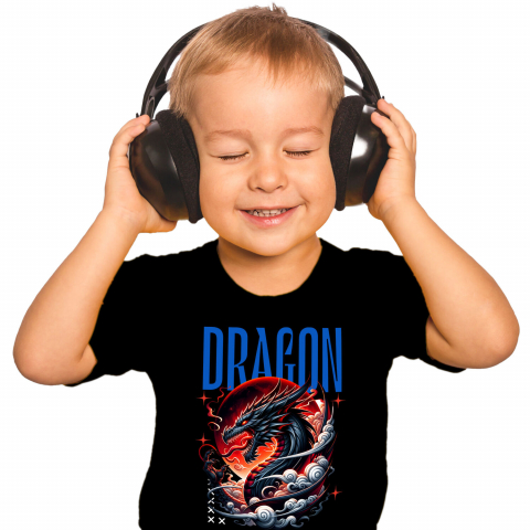 Tricou Femei, Barbati, Copii, Fata, Baiat, Unisex Personalizat Costum Dragon Chinezesc cu Coarne și Flăcări - Cultura Chinezească - Personalizat [1]