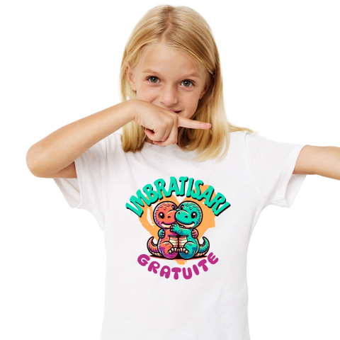 Animale - Tricou Femei, Barbati, Copii, Fata, Baiat, Unisex Personalizat „Cadouri personalizate dragoni colorati și îmbrățișări de dragoste pentru Valentine's Day și familie”