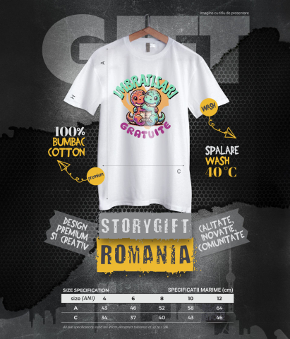 Tricou Femei, Barbati, Copii, Fata, Baiat, Unisex Personalizat „Cadouri personalizate dragoni colorati și îmbrățișări de dragoste pentru Valentine's Day și familie” [5]