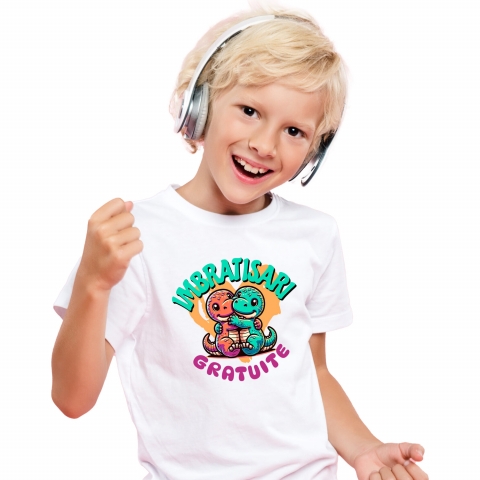 Tricou Femei, Barbati, Copii, Fata, Baiat, Unisex Personalizat „Cadouri personalizate dragoni colorati și îmbrățișări de dragoste pentru Valentine's Day și familie” [1]