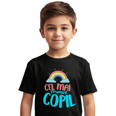 Copii - Tricou Femei, Barbati, Copii, Fata, Baiat, Unisex Personalizat Curcubeu Colorat Vesel – „Cel Mai Frumos Copil” | Cadou Personalizat pentru Copii