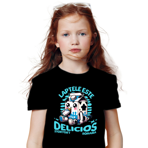 Tricou Femei, Barbati, Copii, Fata, Baiat, Unisex Personalizat „Cutie de Lapte Personalizată 'Laptele Este Delicios' – Cadou Vesel pentru Bebelus și Familie” [1]