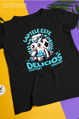 Tricou Femei, Barbati, Copii, Fata, Baiat, Unisex Personalizat „Cutie de Lapte Personalizată 'Laptele Este Delicios' – Cadou Vesel pentru Bebelus și Familie” [2]