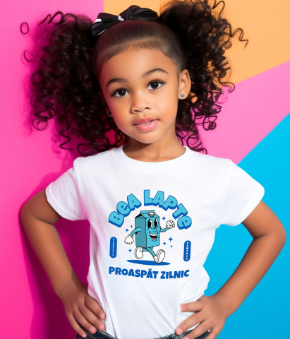 Tricou Femei, Barbati, Copii, Fata, Baiat, Unisex Personalizat „Cutie Veselă „Bea Lapte Proaspăt Zilnic” – Cadou Personalizat pentru Copii și Familie” [3]