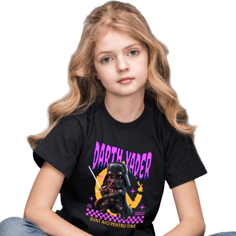 Tricou Copii cu Darth Vader Putere si Mister Disney 100% Bumbac, Negru, 12 Ani [1]