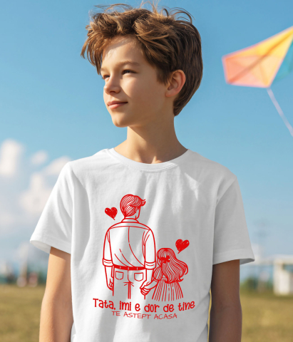 Tricou Femei, Barbati, Copii, Fata, Baiat, Unisex Personalizat Tricou Personalizat Tata – Mesaj Emoționant „Îmi E Dor De Tine” [3]