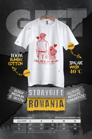 Tricou Femei, Barbati, Copii, Fata, Baiat, Unisex Personalizat Tricou Personalizat Tata – Mesaj Emoționant „Îmi E Dor De Tine” [3]