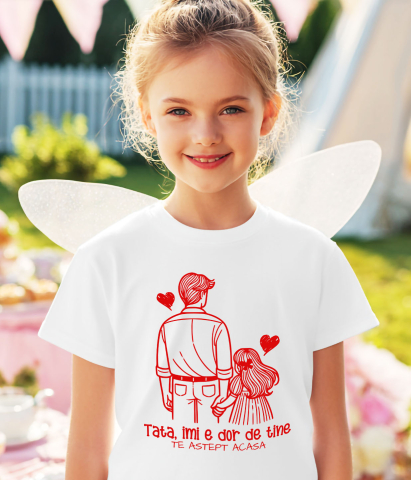 Tricou Femei, Barbati, Copii, Fata, Baiat, Unisex Personalizat Tricou Personalizat Tata – Mesaj Emoționant „Îmi E Dor De Tine” [2]