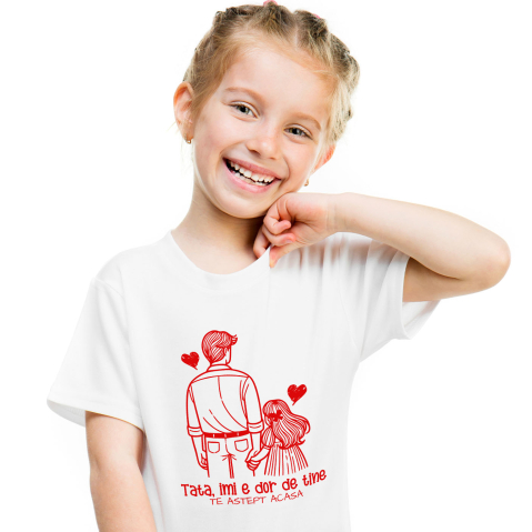 Familie - Tricou Femei, Barbati, Copii, Fata, Baiat, Unisex Personalizat Tricou Personalizat Tata – Mesaj Emoționant „Îmi E Dor De Tine”