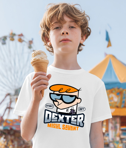 Tricou Copii cu Dexter si inventiile magic 100% Bumbac, Alb, 4 Ani [2]