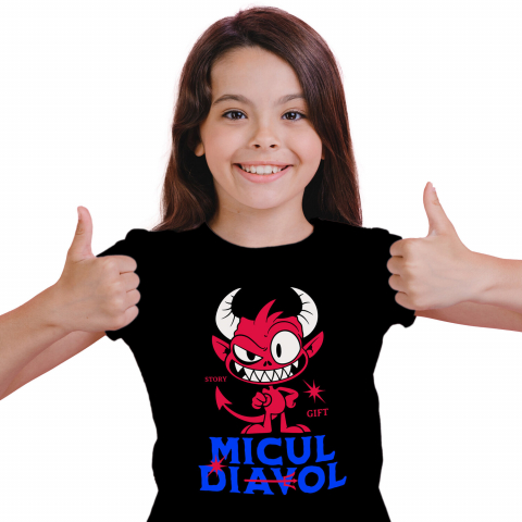 Tricou Femei, Barbati, Copii, Fata, Baiat, Unisex Personalizat Diavol Fericit cu Coarne Lungi | Cadou Halloween Jucăuș pentru Familie [1]