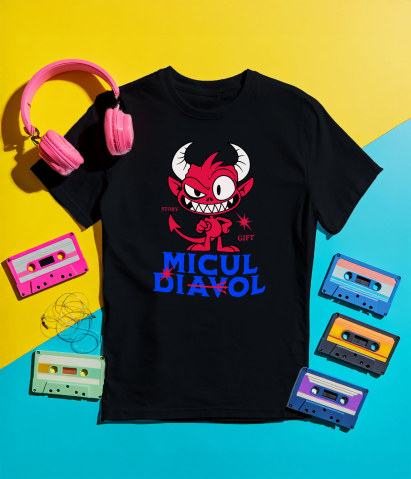 Tricou Femei, Barbati, Copii, Fata, Baiat, Unisex Personalizat Diavol Fericit cu Coarne Lungi | Cadou Halloween Jucăuș pentru Familie [4]