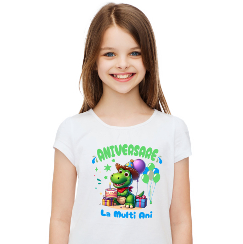 Tricou Copii cu Dinozaur – Cadouri Preistorice pentru Ziua Ta 100% Bumbac, Alb, 10 Ani [1]