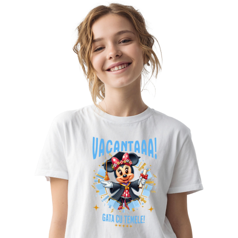 Tricou Copii cu Diplome si Zambete cu Minnie Mouse 100% Bumbac, Alb, 6 Ani [1]