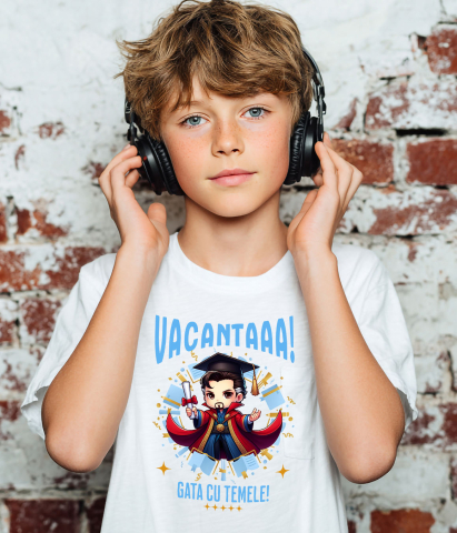 Tricou Copii cu Doctor Strange Sub Soare: Magie si Diplome 100% Bumbac, Alb, 10 Ani [2]