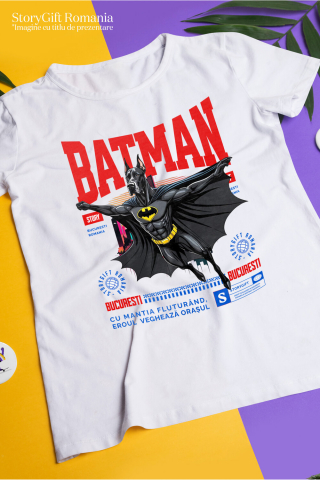 Tricou Femei, Barbati, Copii, Fata, Baiat, Unisex Personalizat Dog German în Costum de Batman – Supererou Amuzant pentru Iubitorii de Câini și Copii [2]