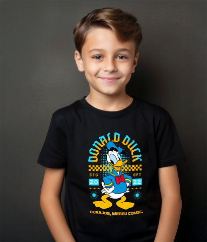 Tricou Copii cu Donald Duck in lumea distractiei 100% Bumbac, Negru, 8 Ani [3]