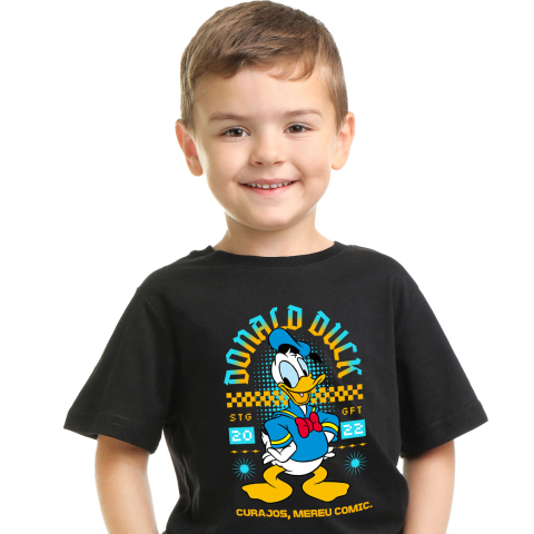 Tricou Copii cu Donald Duck in lumea distractiei 100% Bumbac, Negru, 8 Ani [1]