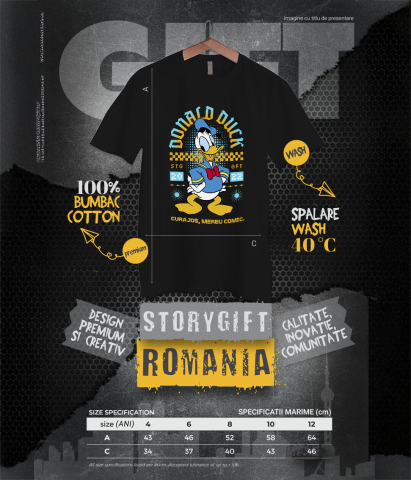 Tricou Copii cu Donald Duck in lumea distractiei 100% Bumbac, Negru, 8 Ani [5]
