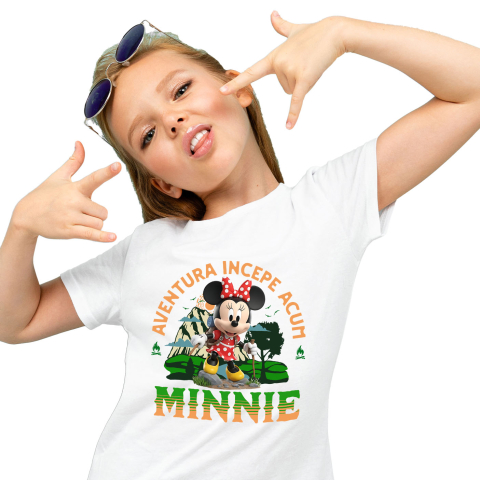 Tricouri - Tricou Copii cu Drumetii Disney alături de Minnie Mouse 100% Bumbac, Alb, 10 Ani