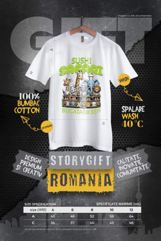 Tricou Femei, Barbati, Copii, Fata, Baiat, Unisex Personalizat Cadou personalizat cu bucătari animaliere și sushi pentru copii | Desene animate și cultură asiatică [3]