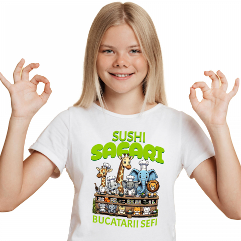 MANCARE - Tricou Femei, Barbati, Copii, Fata, Baiat, Unisex Personalizat Cadou personalizat cu bucătari animaliere și sushi pentru copii | Desene animate și cultură asiatică